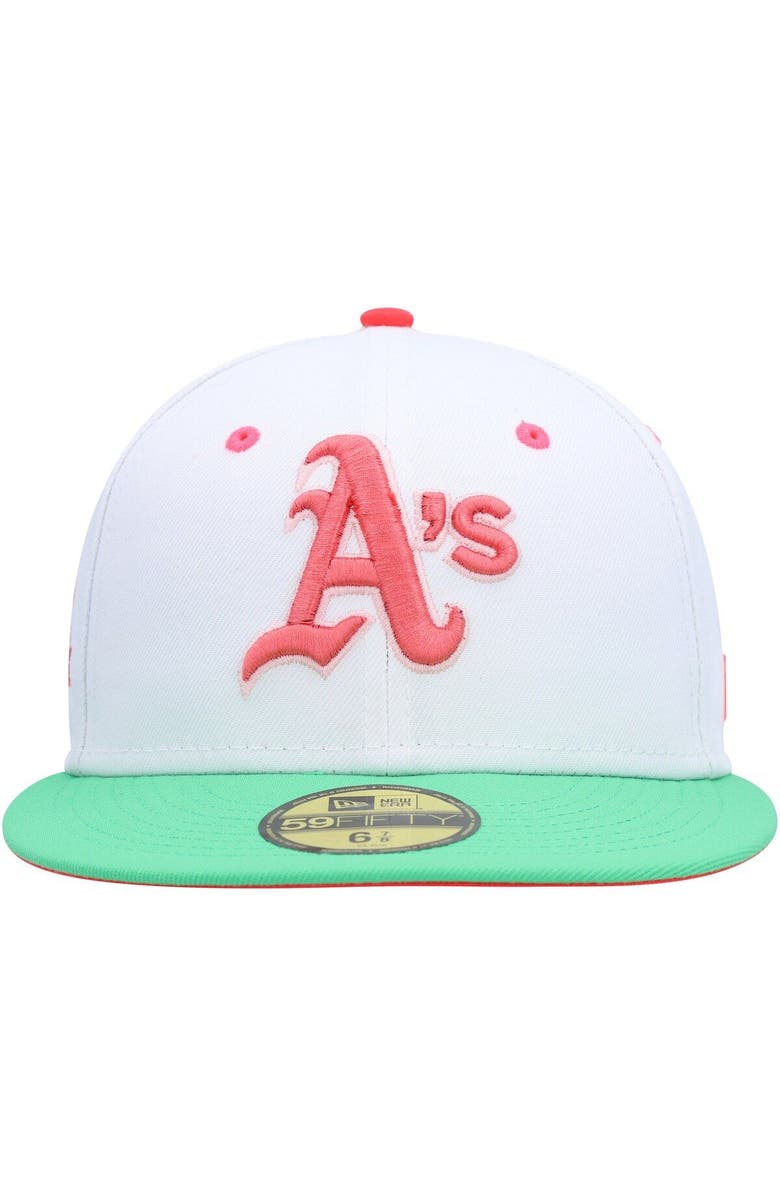 New Era Men's New Era White/Green Oakland Athletics Watermelon Lolli 59FIFTY Fitted Hat, Alternate, color,