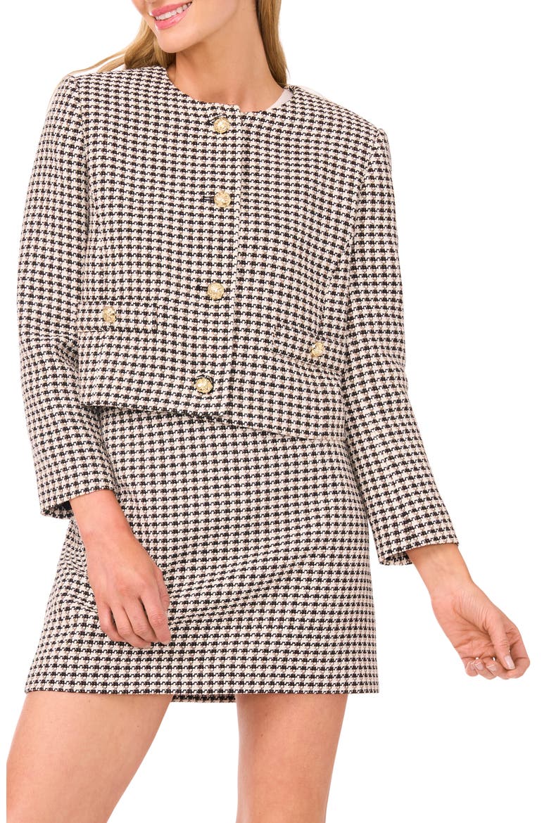 Princess Seam Tweed Jacket, Main, color, RICH BLACK