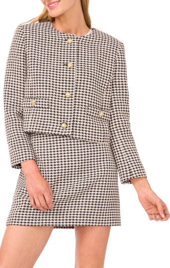 むくむく　sheller 5th check tweed jacket V-Neck Tweed Jacket | White House Black Market