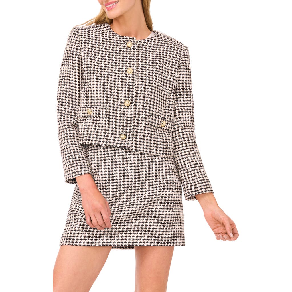Cece Princess Seam Tweed Jacket In Black
