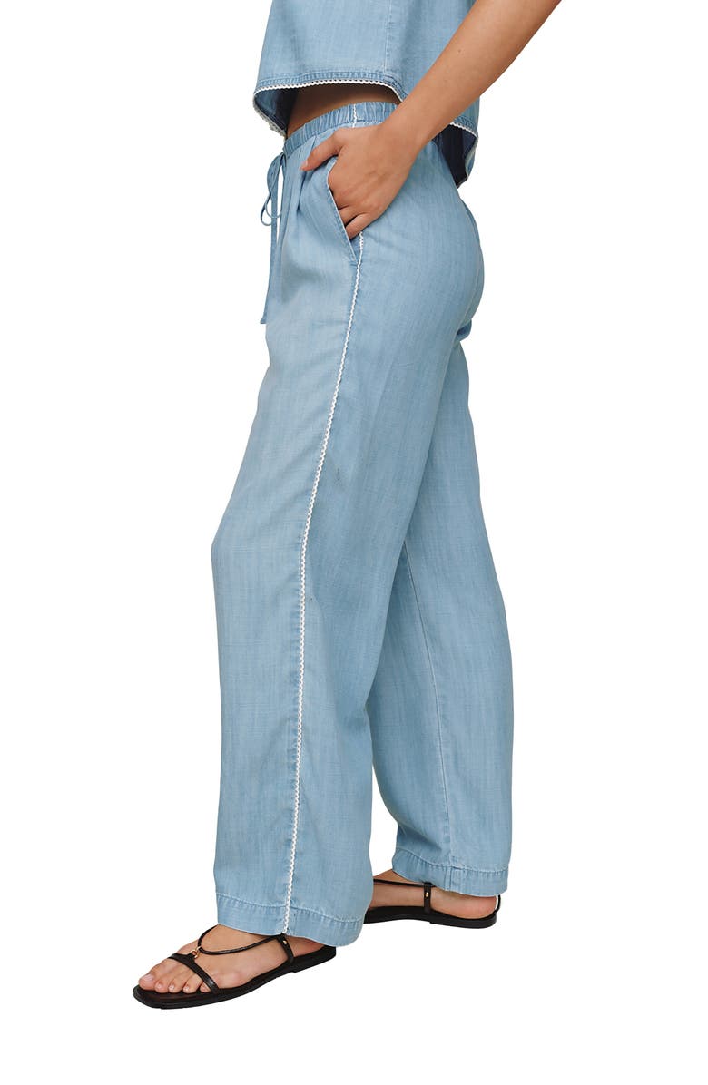 Bella Dahl Scallop Trim Wide Leg Chambray Pants, Alternate, color, Ombre Mist Wash