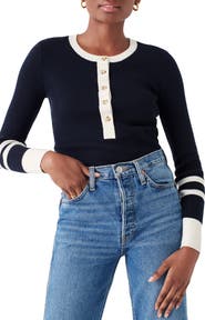 Faherty Mikki Organic Cotton & Cashmere Henley Sweater