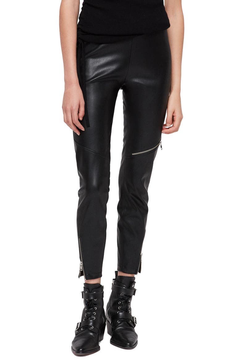 Kriva Faux Leather Biker Leggings, Main, color, BLACK