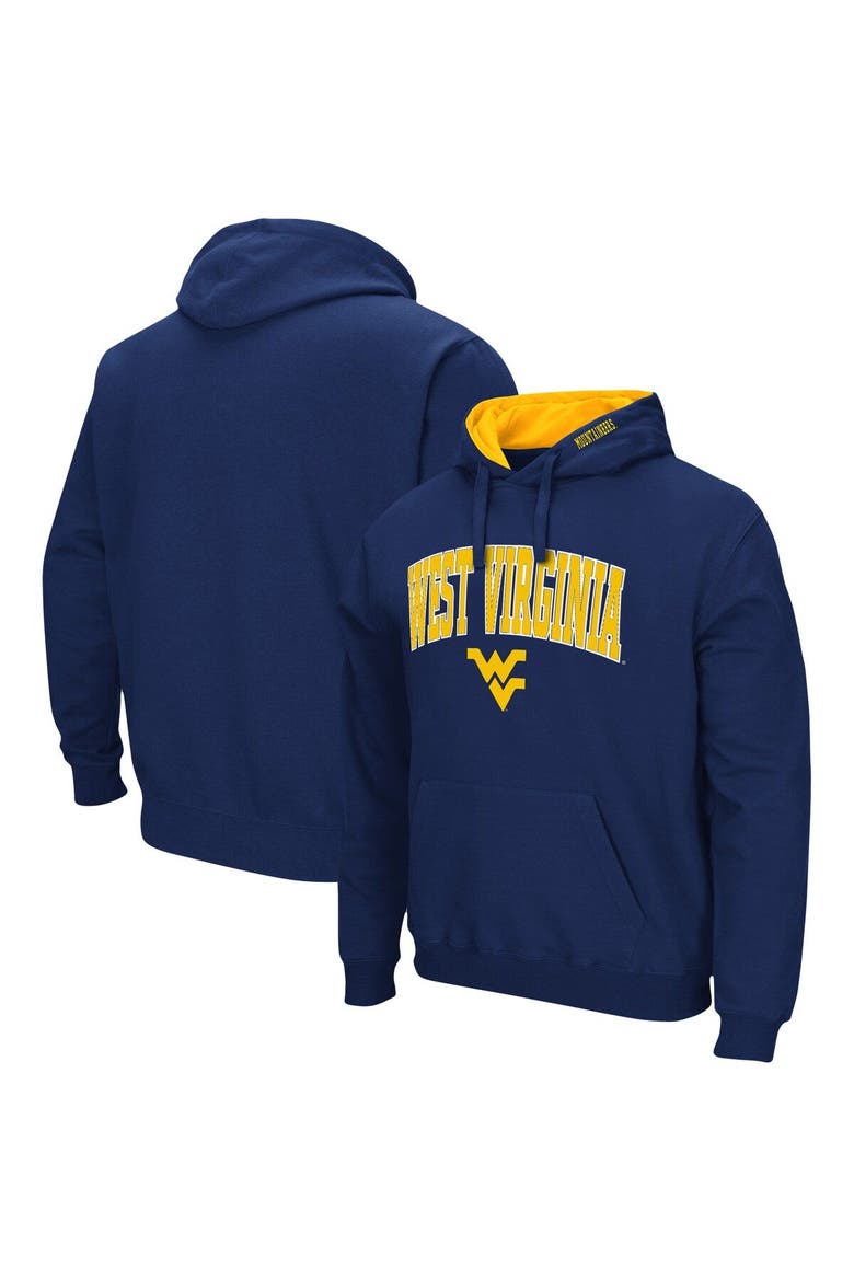 Men's Colosseum Navy West Virginia Mountaineers Arch & Logo 3.0 Pullover Hoodie, Main, color, Navy