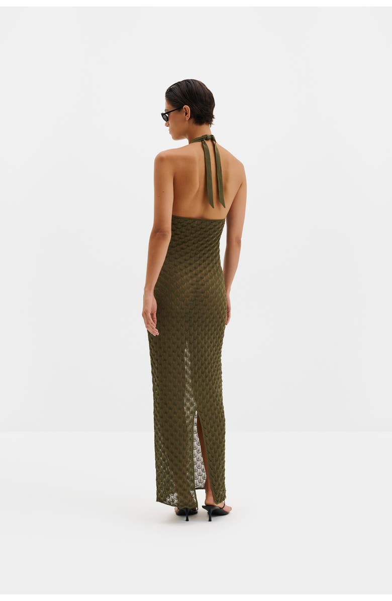 Malina Esra Knitted Halterneck Maxi Dress, Alternate, color, Dusty Olive