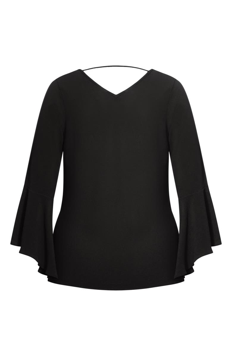 City Chic Bell Sleeve Top, Alternate, color, Black