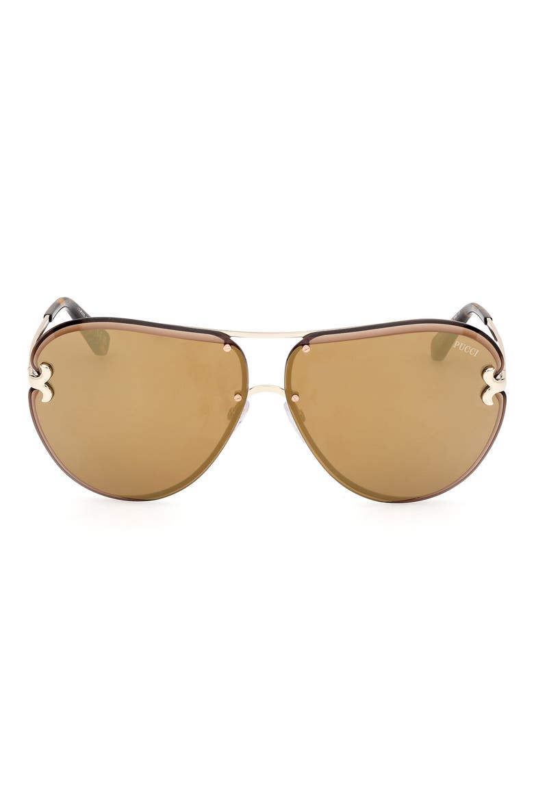 66mm Oversize Pilot Sunglasses, Main, color, GOLD / BROWN MIRROR