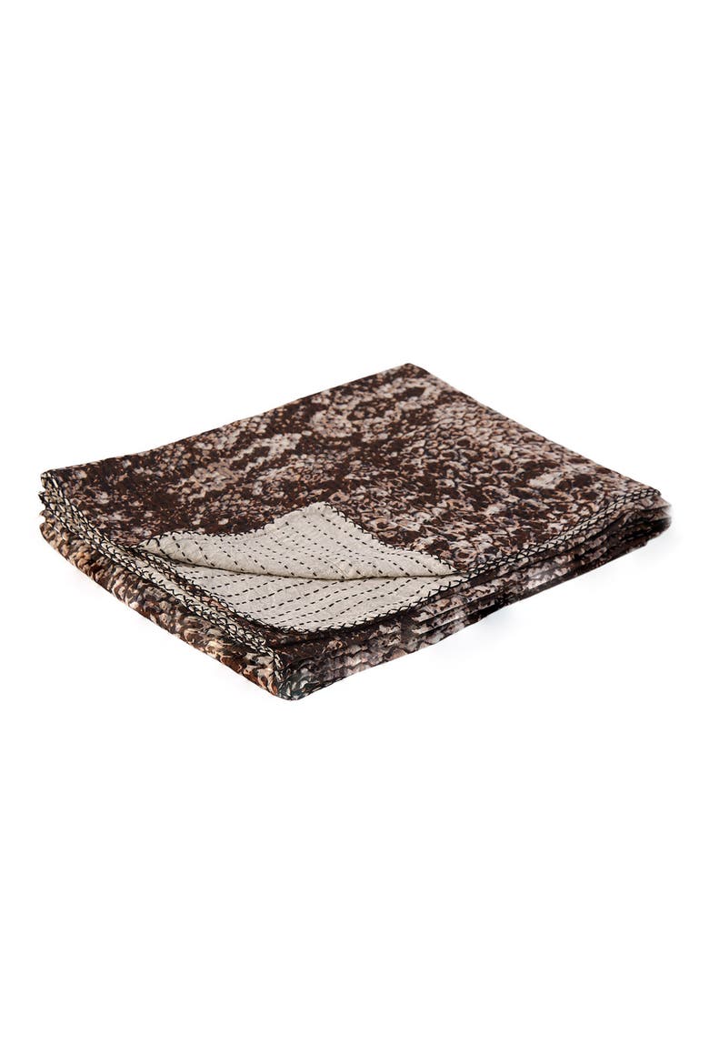 Vintage Cotton Kantha Throw Blanket, Alternate, color, MULTI GREY
