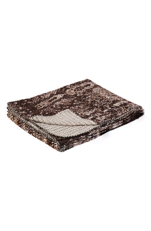 Taj Hotel Vintage Cotton Kantha Throw Blanket In Multi Grey