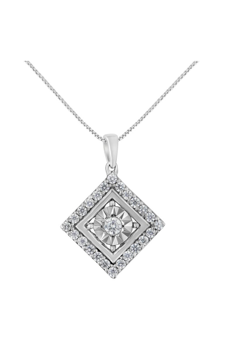 Haus of Brilliance 10KT White Gold 1/2 cttw Diamond Square Pendant Necklace, Main, color, White