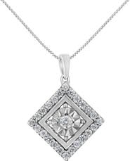 Haus of Brilliance 10KT White Gold 1/2 cttw Diamond Square Pendant Necklace