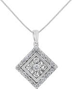 Haus of Brilliance 10KT White Gold 1/2 cttw Diamond Square Pendant Necklace