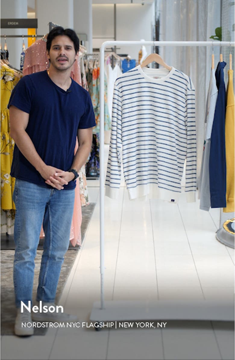 Cabana Breton Stripe Terry Cloth Crewneck Sweatshirt, sales video thumbnail