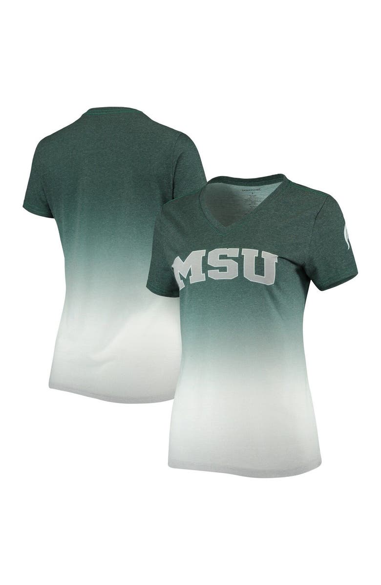 BOXERCRAFT Women's Heathered Green Michigan State Spartans Ombre V-Neck T-Shirt, Alternate, color, 