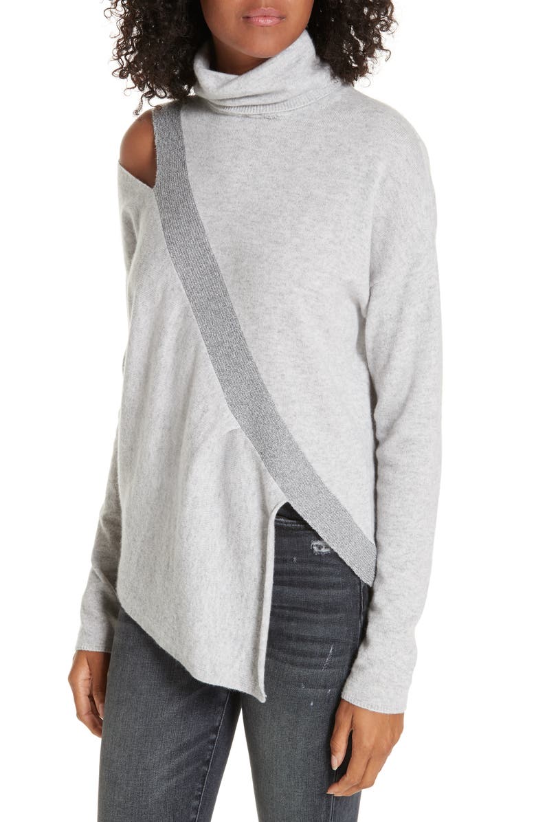 Brochu Walker Fae Cold Shoulder Asymmetrical Cashmere Blend Sweater, Alternate, color, 