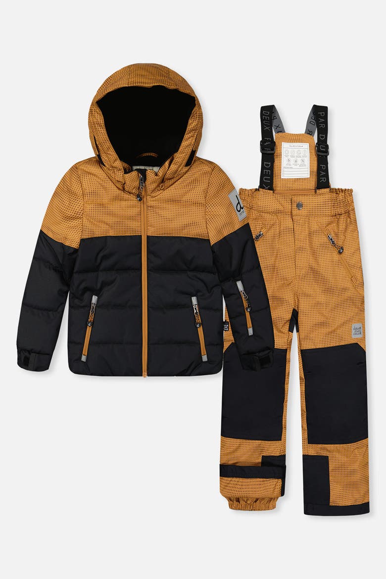 Reinforced Jacket & Pants Neckwarmer Two Piece Snowsuit, Main, color, Brown and Black
