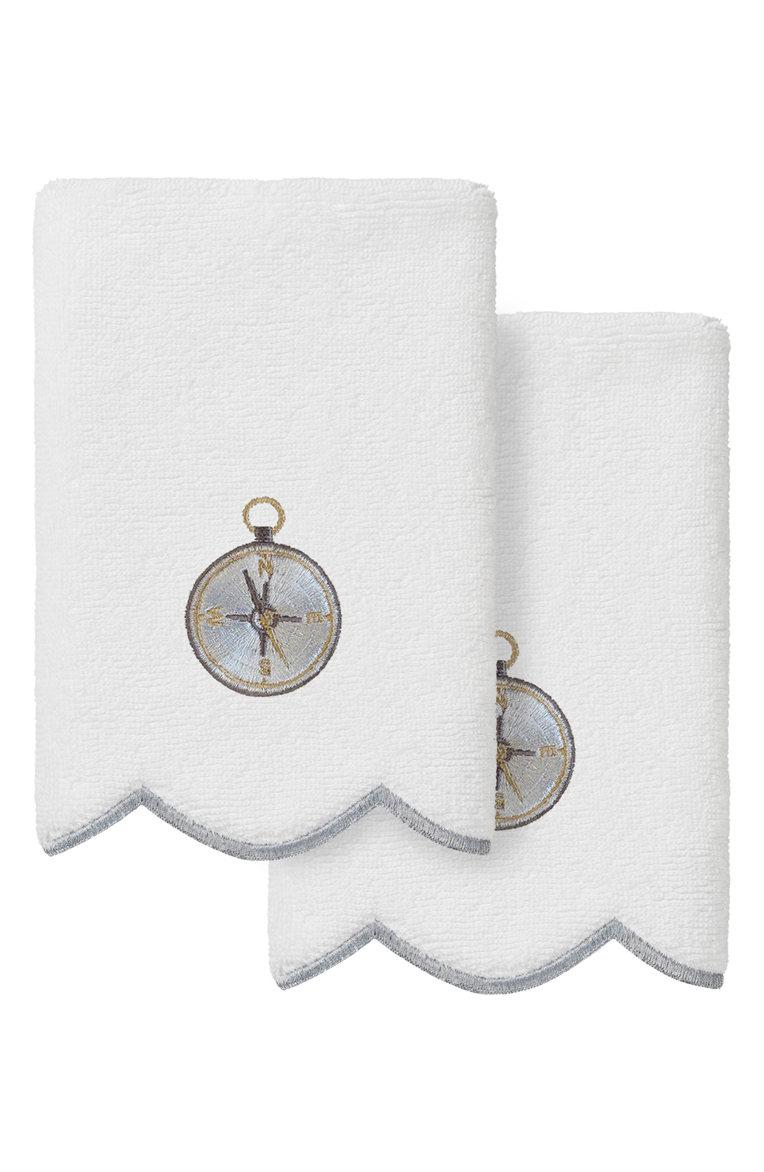 Sea Joy Embroidered Scallop 2-Piece Washcloth Set
