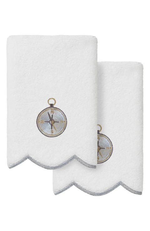 Sea Joy Embroidered Scallop 2-Piece Washcloth Set
