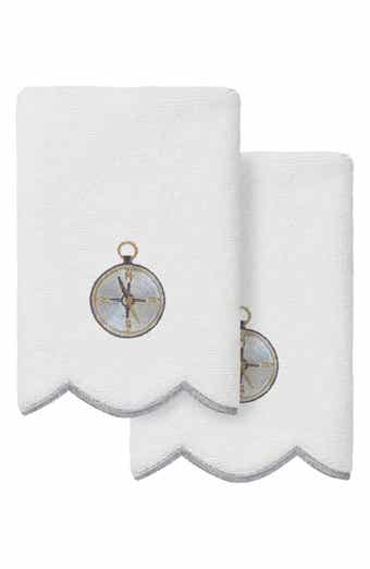 Sea Joy Embroidered Scallop 2-Piece Washcloth Set