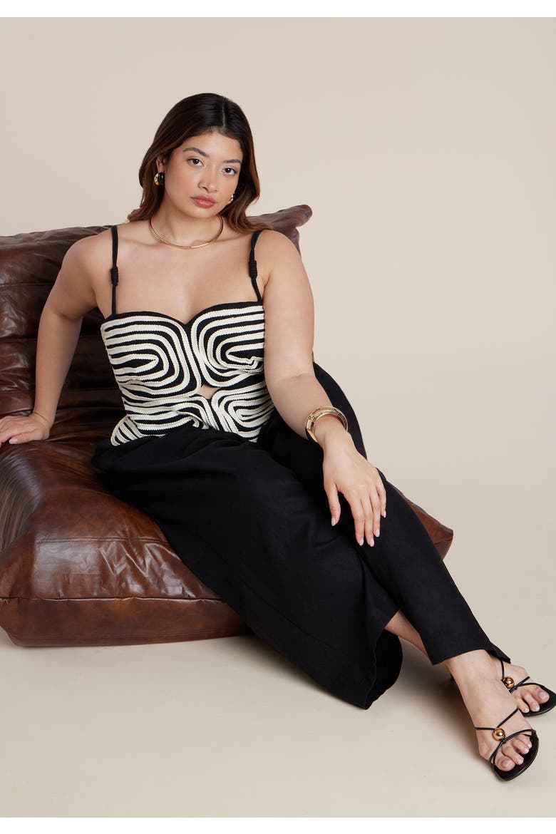 Embroidered Pleated Jumpsuit, Alternate, color, BLACK ONYX