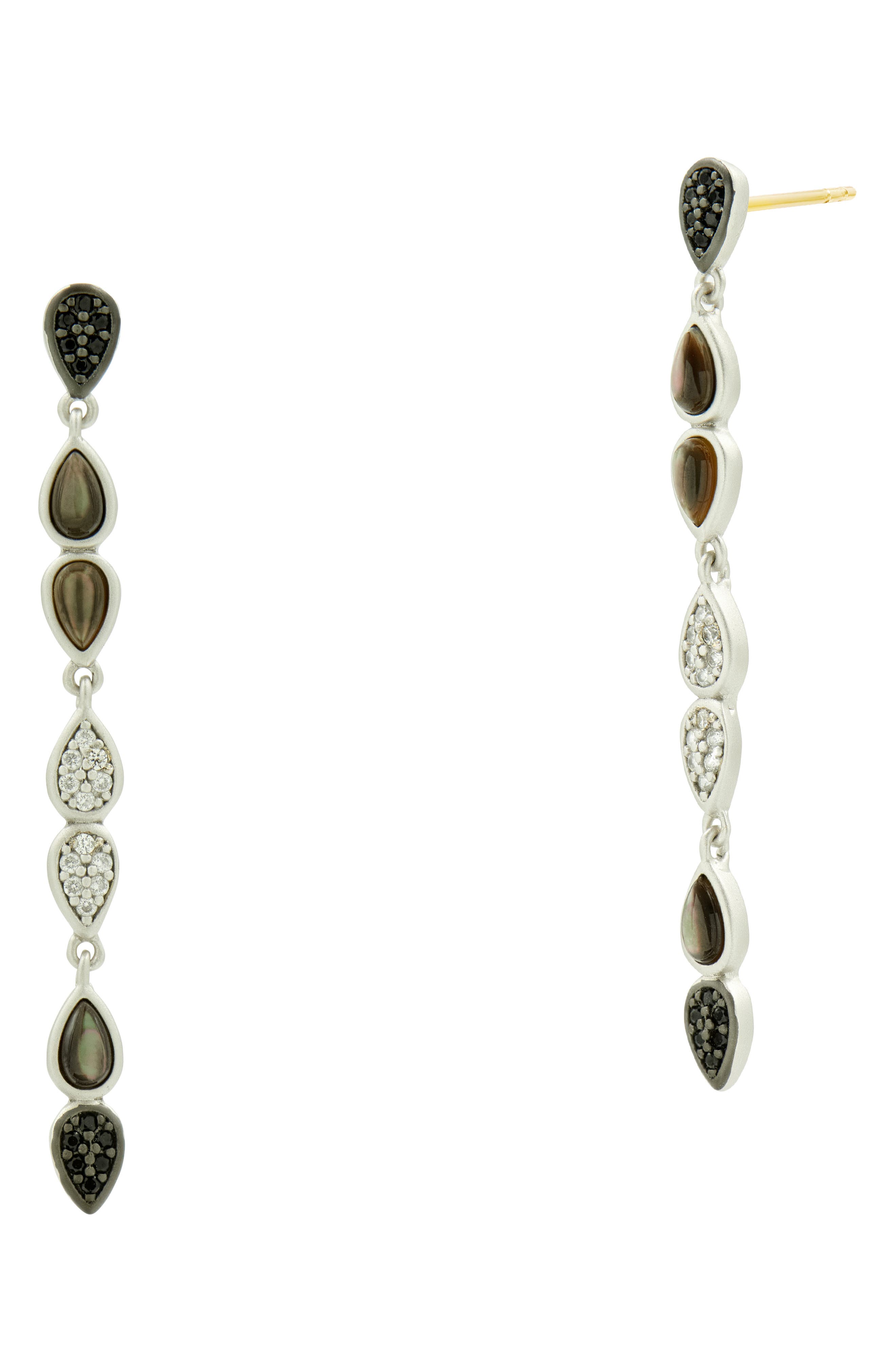 FREIDA ROTHMAN Black Mother-of-Pearl & Pavé Linear Drop Earrings (Women ...