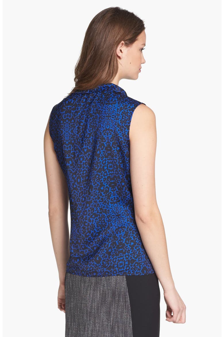 Tie Neck Sleeveless Top, Alternate, color, BLUE MAZARINE/ BLACK COMBO