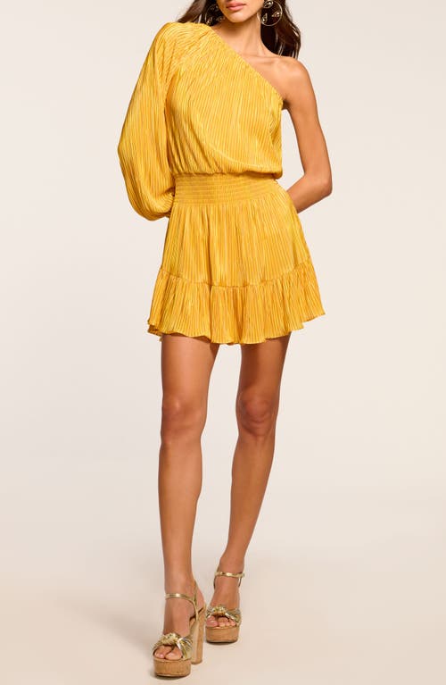 Ramy Brook Raashi One-shoulder Micropleat Minidress In Daisy Yellow Pleated
