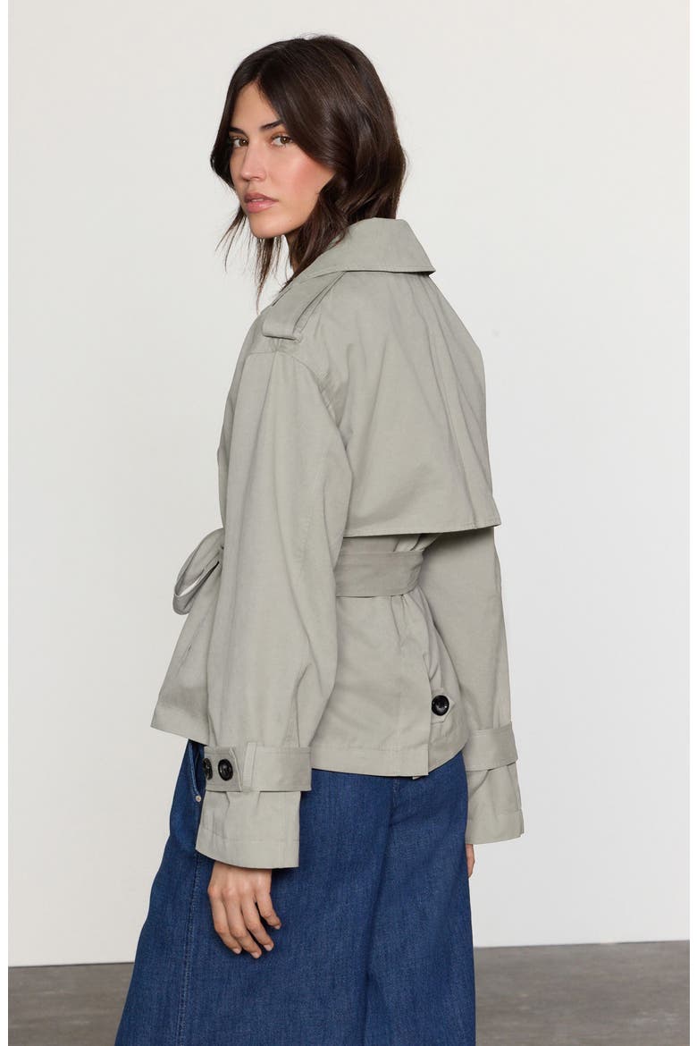 Crop Cotton Blend Trench Coat, Alternate, color, GREY