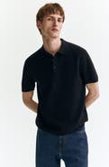 H&M Regular Fit Textured-knit Polo Shirt