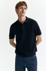 H&M Regular Fit Textured-knit Polo Shirt