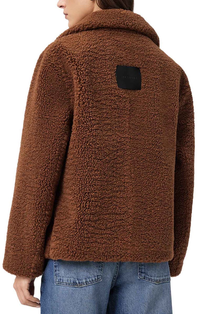 AllSaints Eddie Teddy Jacket, Alternate, color, Cognac Brown
