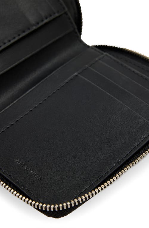 Allsaints Lena Hex Leather Zip Wallet In Black