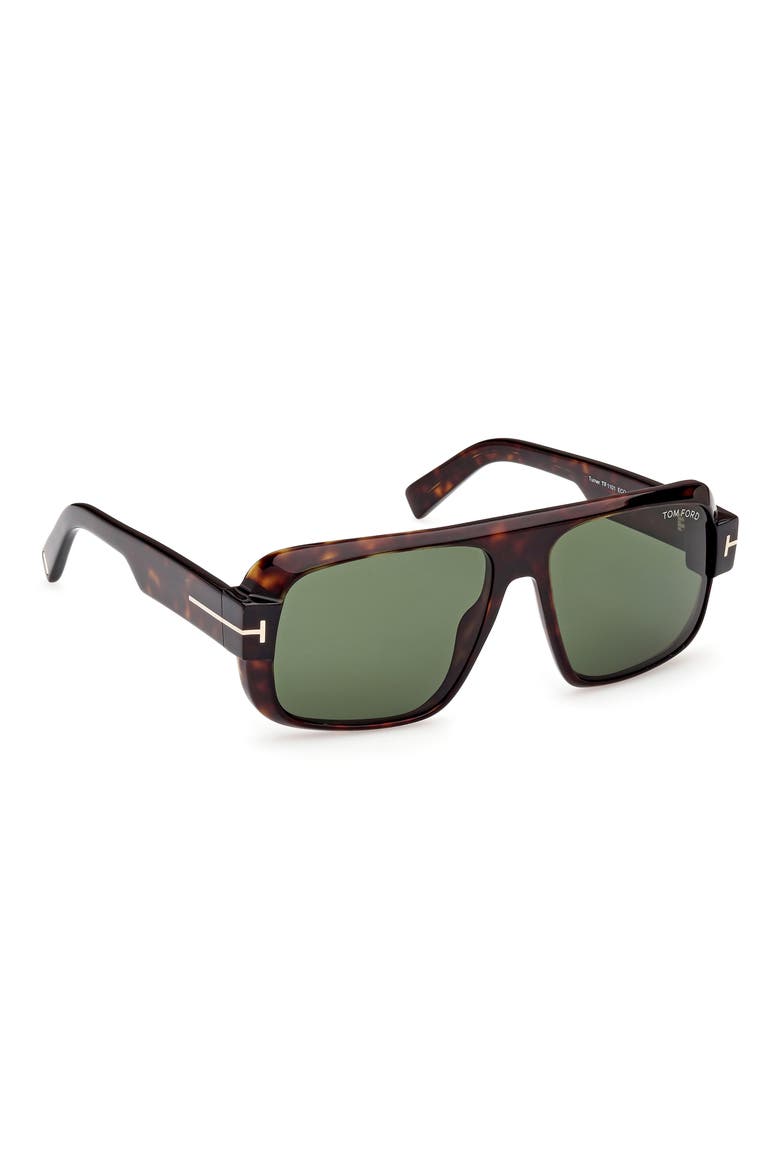 Turner 58mm Navigator Sunglasses, Alternate, color, HAVANA ECO / T LOGO / GREEN