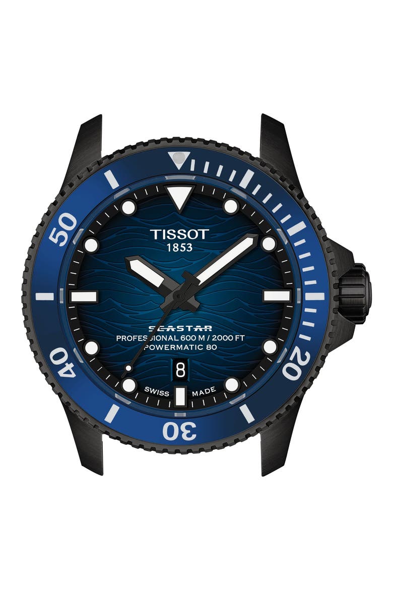 Seastar 2000 Professional Powermatic 80 Rubber Strap Watch, 46mm, Alternate, color, BLUE GRADIENT