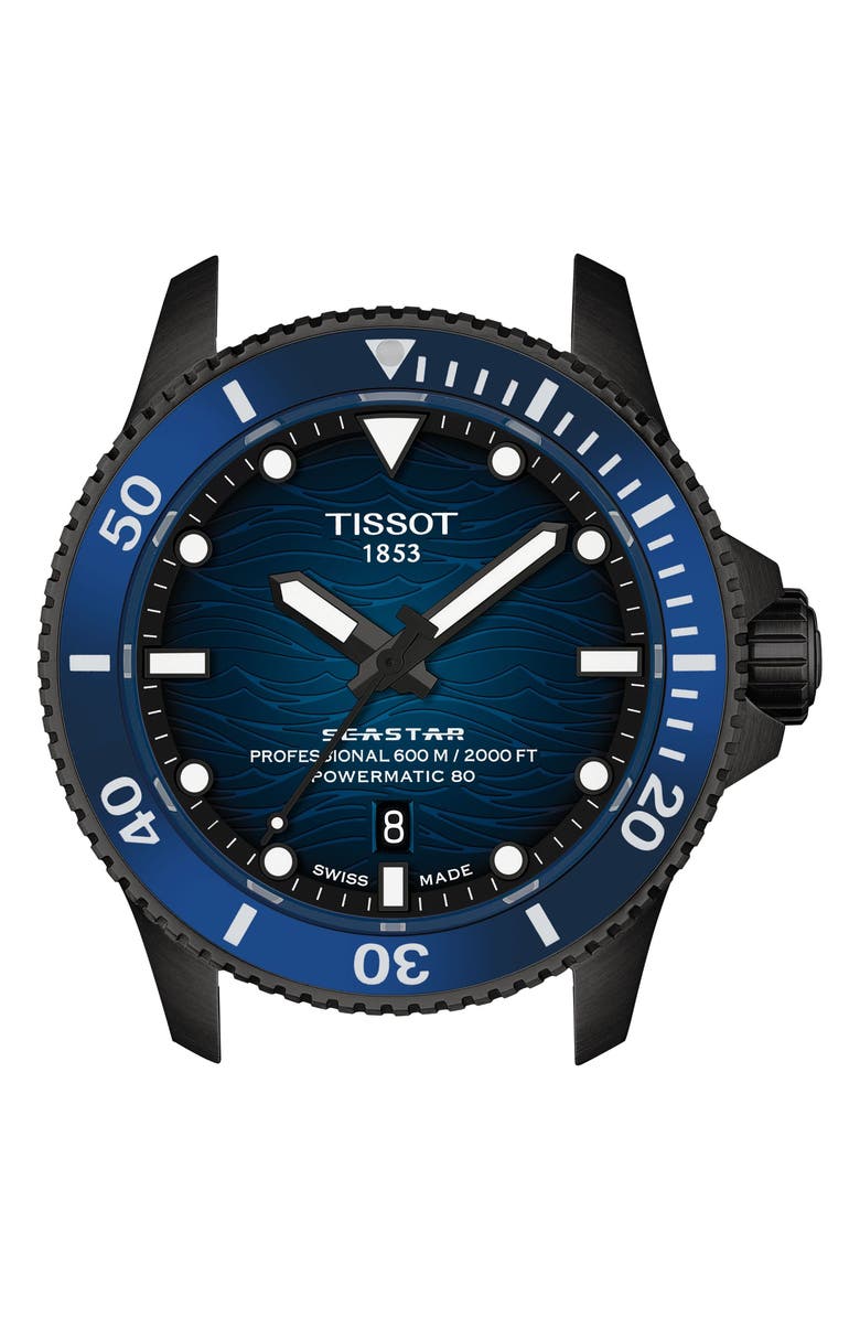 Tissot Seastar 2000 Professional Powermatic 80 Rubber Strap Watch, 46mm, Alternate, color, Blue Gradient