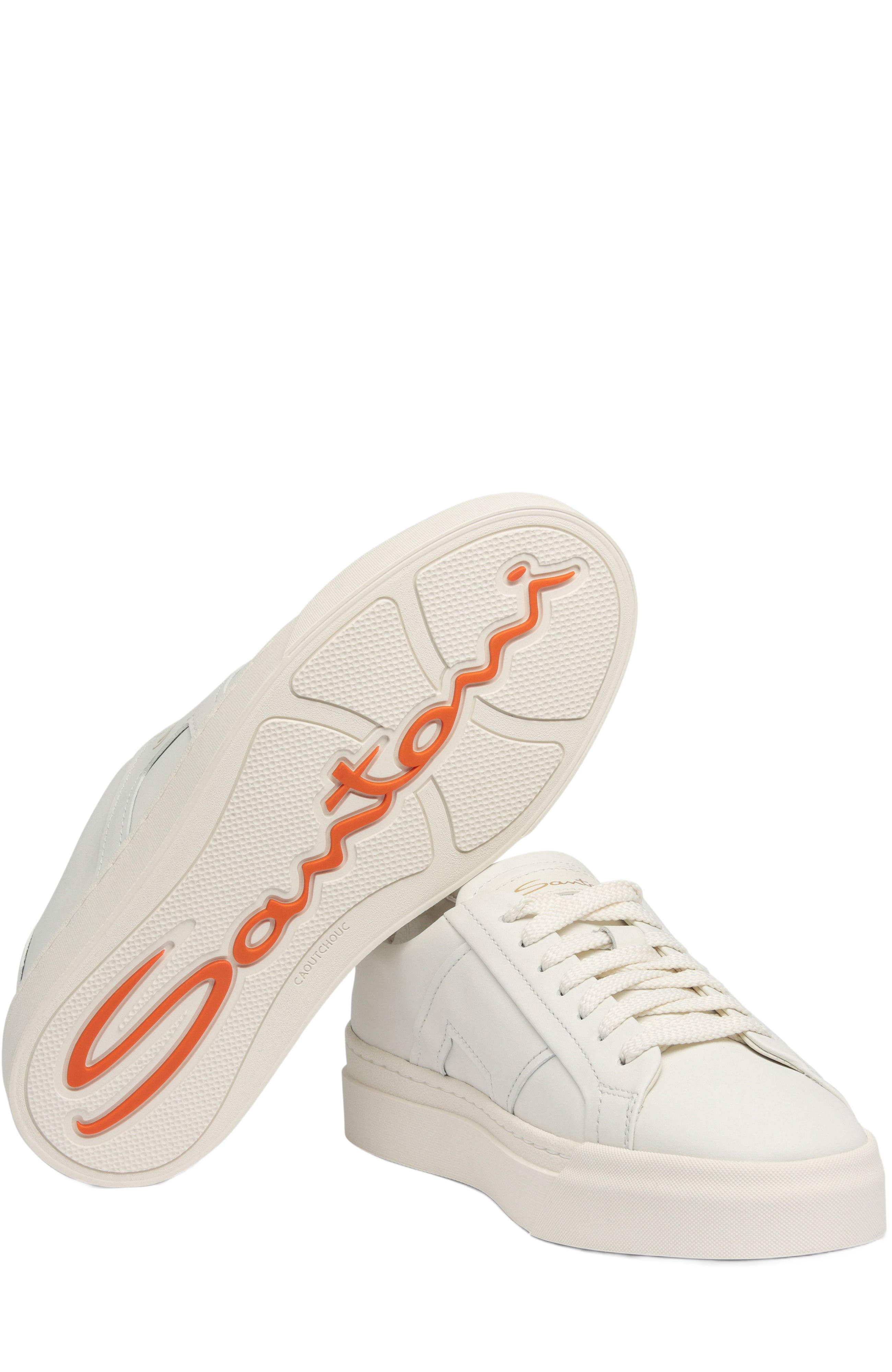 Santoni Women's DBS Double Buckle Sneaker, Alternate, color, White