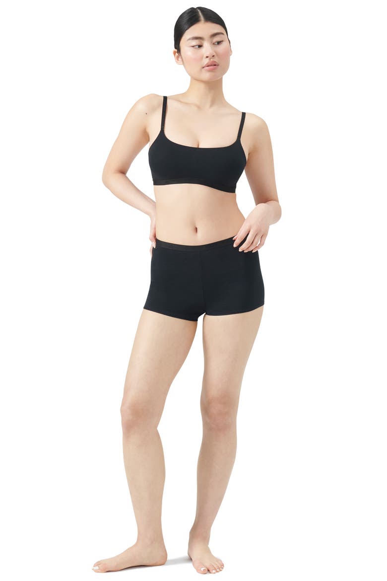 Essentials Cotton Blend Scoop Bralette, Alternate, color, BLACK