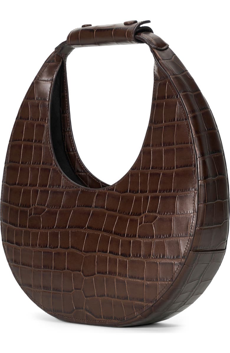 STAUD Moon Croc Embossed Leather Top Handle Tote, Alternate, color, Espresso Croco