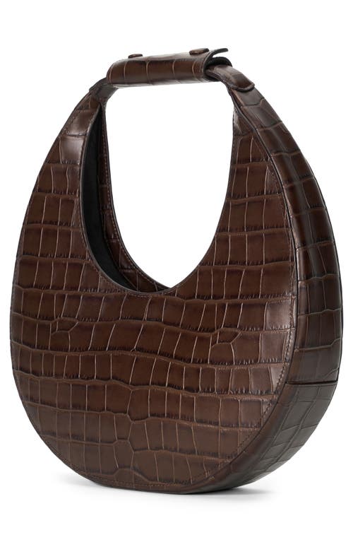 Staud Moon Croc Embossed Leather Top Handle Tote