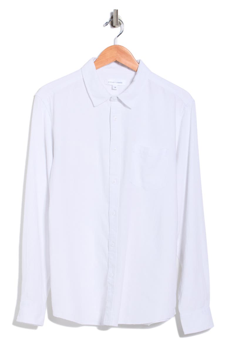 Long Sleeve Linen Blend Shirt, Alternate, color, WHITE