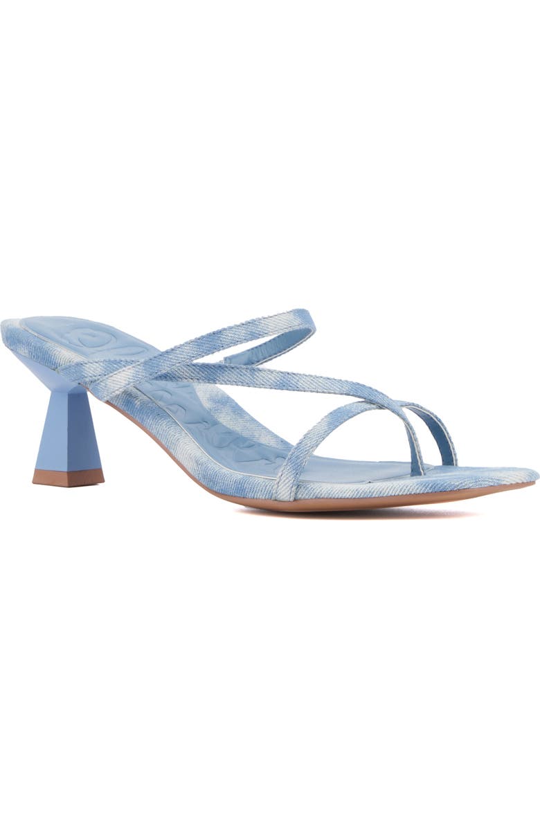 OLIVIA MILLER Angelic Rhinestone Sandal, Main, color, Acid-Wash Blue