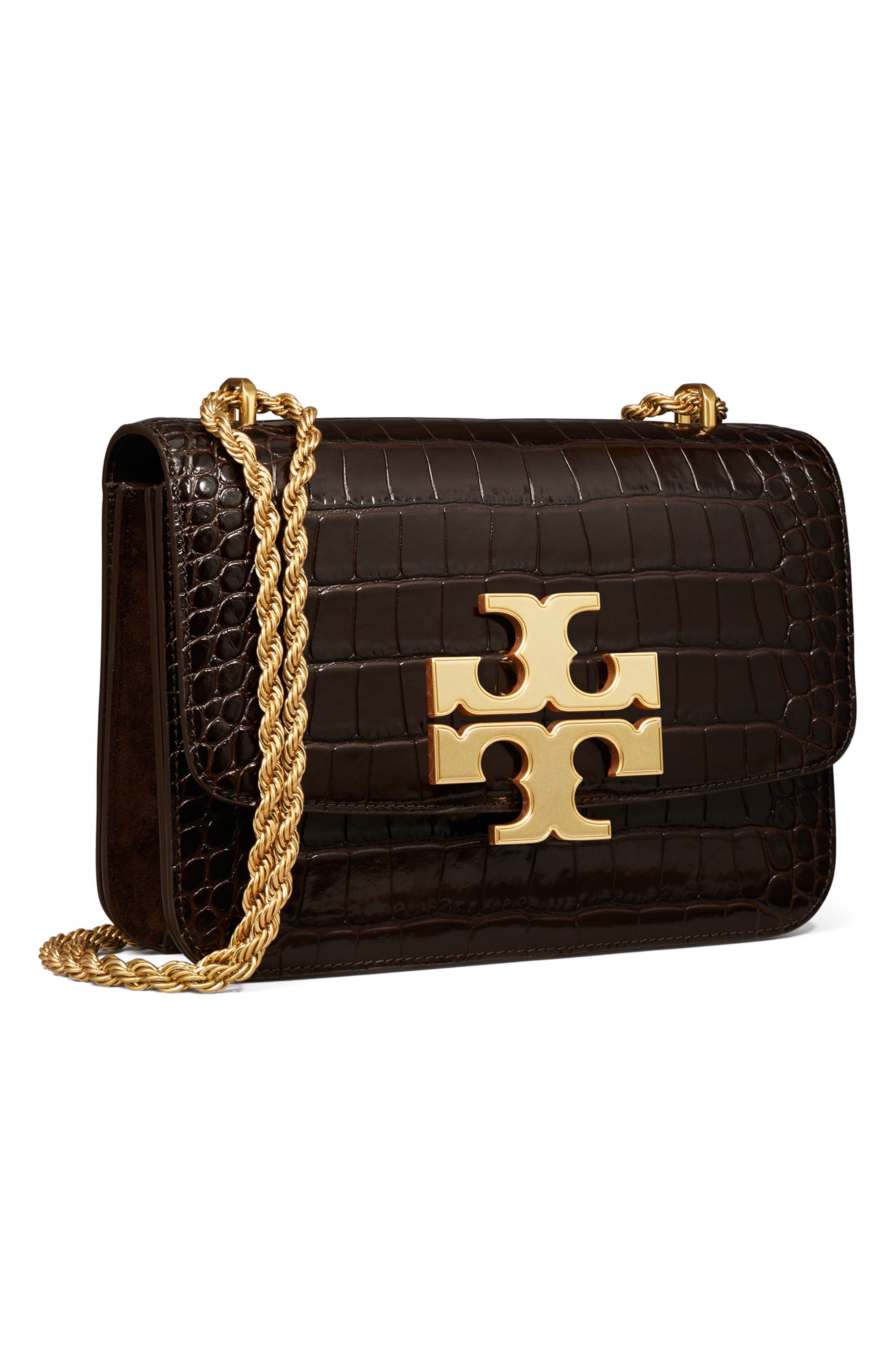 Tory Burch Eleanor Convertible Croc Embossed Leather Shoulder Bag, Alternate, color, 