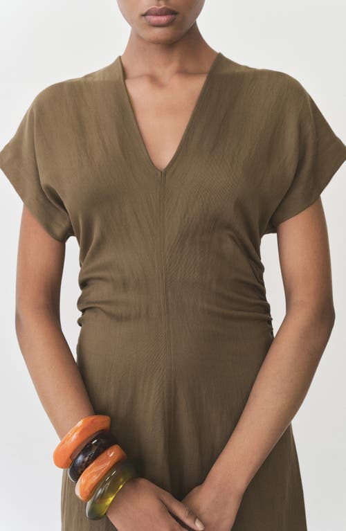 Mango Lyocell-blend Dress With Draped Details Medium Brown In Medium Brown