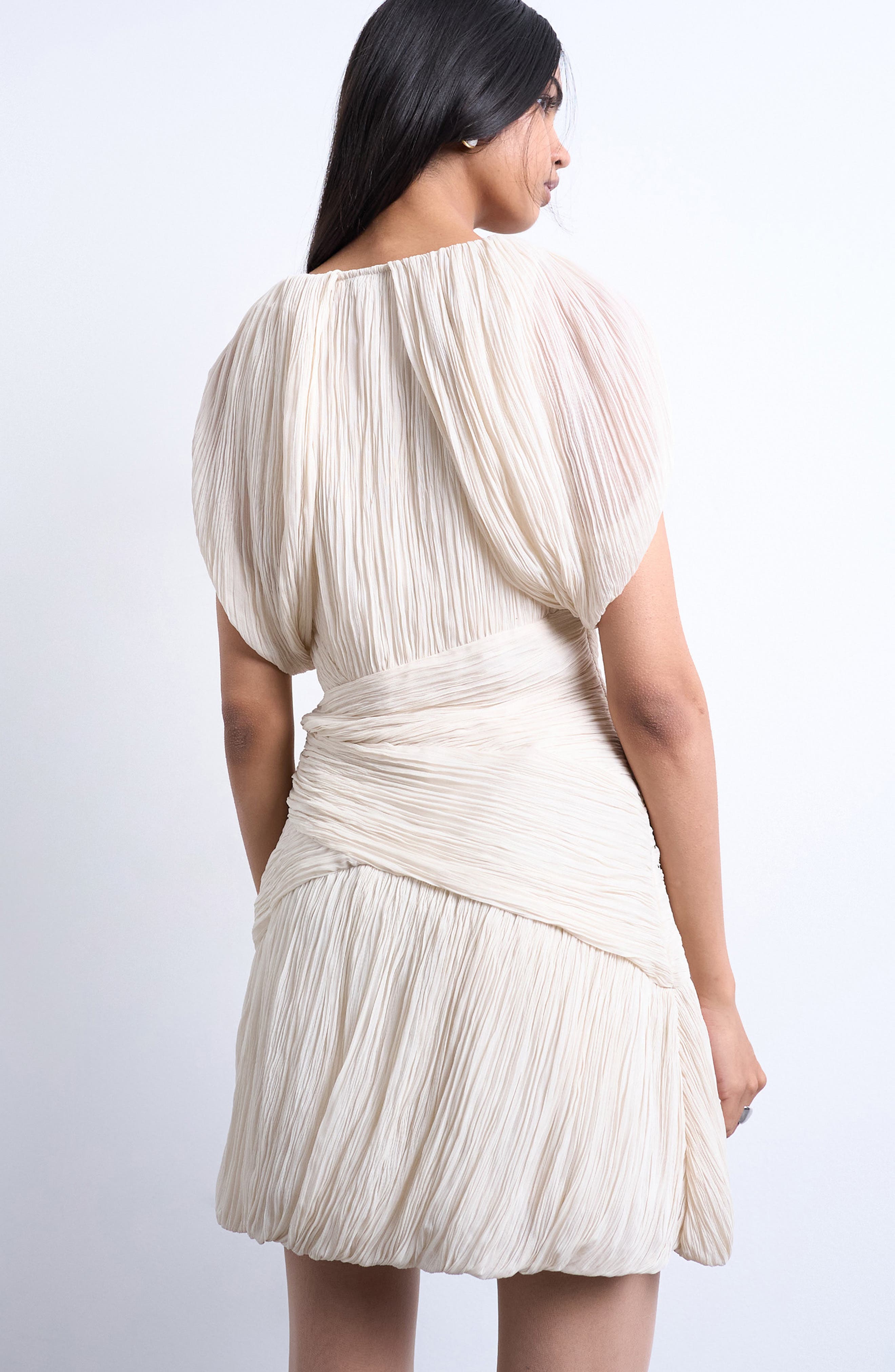 Drape Shoulders Pleated Minidress - image 2