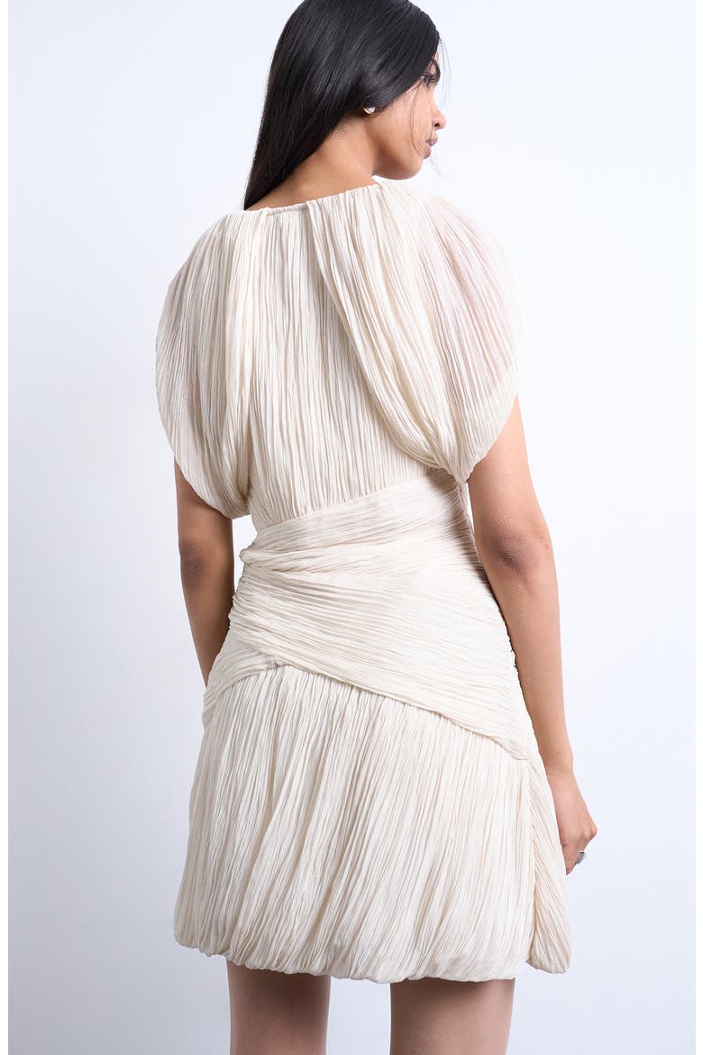 Drape Shoulders Pleated Minidress, Alternate, color, WHITE
