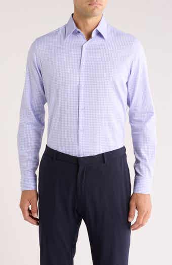 Duchamp Tailored Fit Check Stretch Cotton Dress Shirt