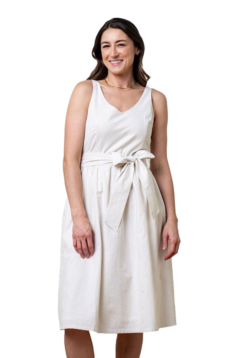 Women's Organic A-Line Dress with Sash, Main, color, Khaki
