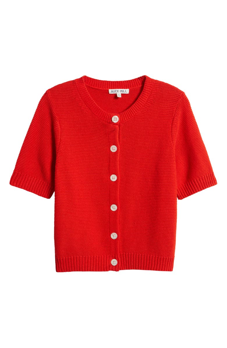 Alex Mill Elle Elbow Sleeve Linen & Cotton Button-Up Sweater, Alternate, color, Tomato