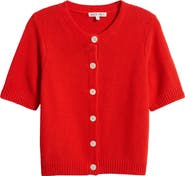 Alex Mill Elle Elbow Sleeve Linen & Cotton Button-Up Sweater