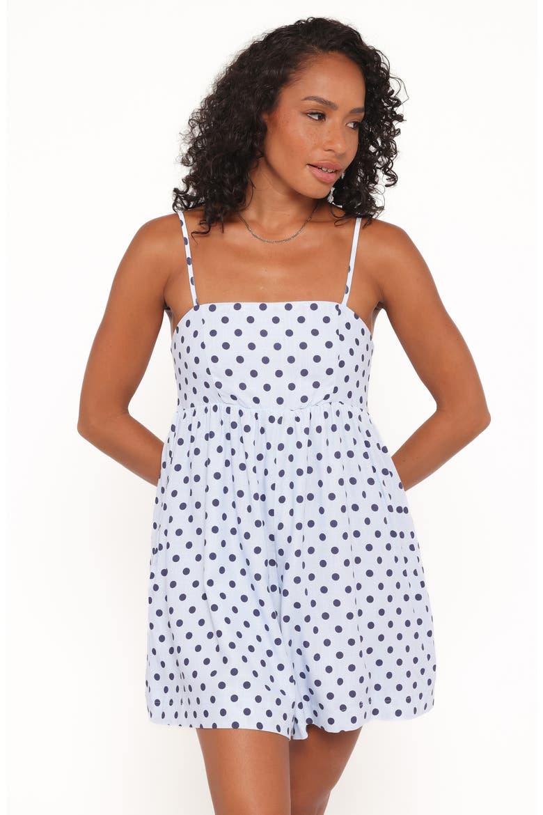 Quinley Linen Romper, Alternate, color, BLUE POLKA DOT